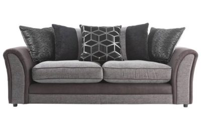 Collection Rhiannon Large Fabric/Leather Effect Sofa -Black Collection Rhiannon Large Fabric/Leather Effect Sofa -Black